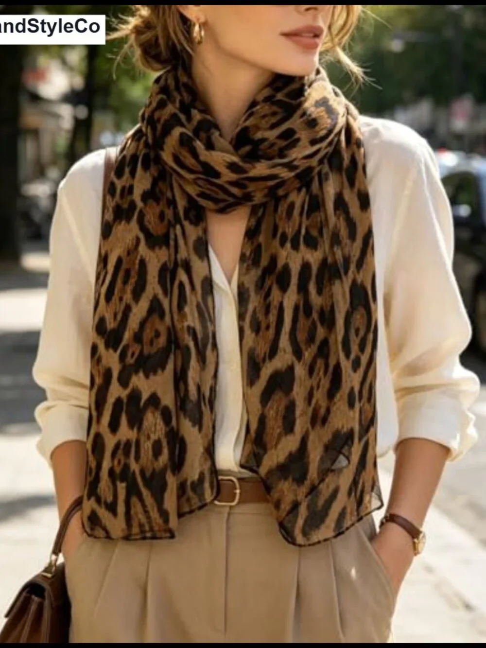 Leopard Print Sheer Scarf Lightweight Wrap Shawl